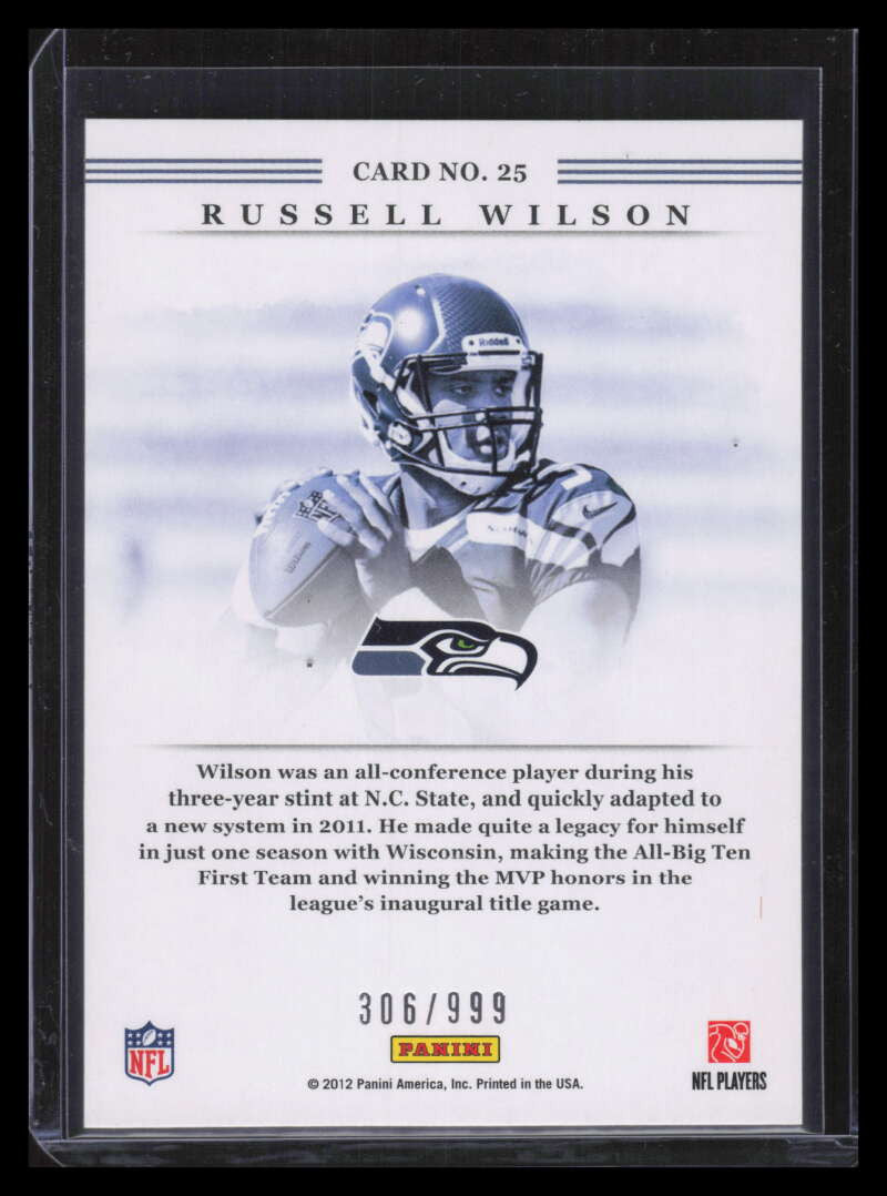 2012 Elite Series Rookies 25 Russell Wilson Rookie 306/999