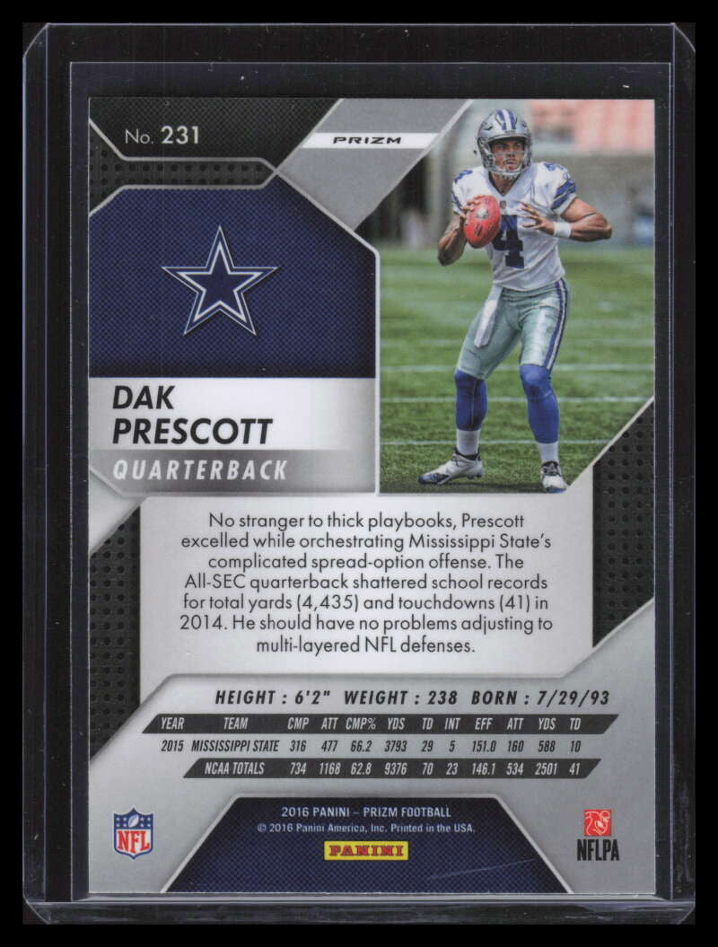 SOLD 157261 2016 Panini Prizm 231 Dak Prescott Rookie