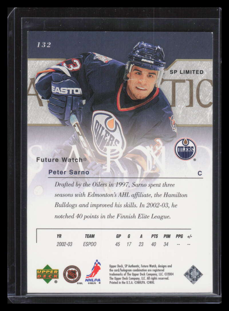 2003-04 SP Authentic Limited 132 Peter Sarno Rookie 28/50