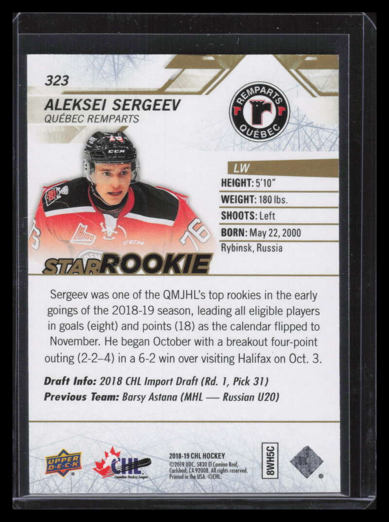 2018-19 Upper Deck CHL High Gloss 323 Aleksei Sergeev Rookie 2/10
