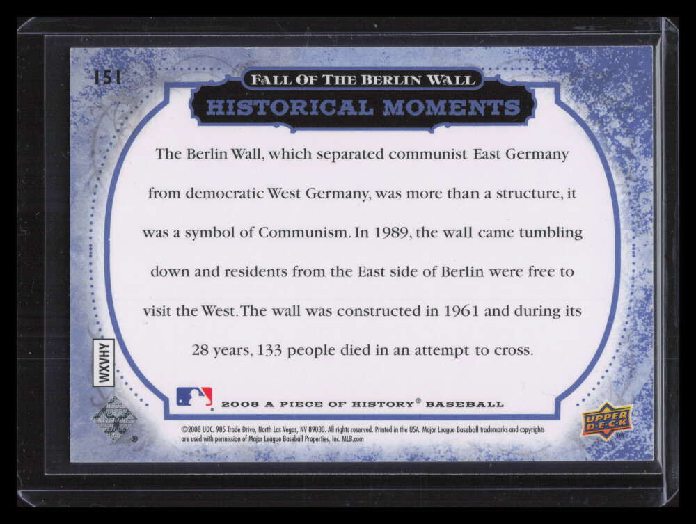 2008 UD A Piece of History Blue 151 Fall of the Berlin Wall 17/25