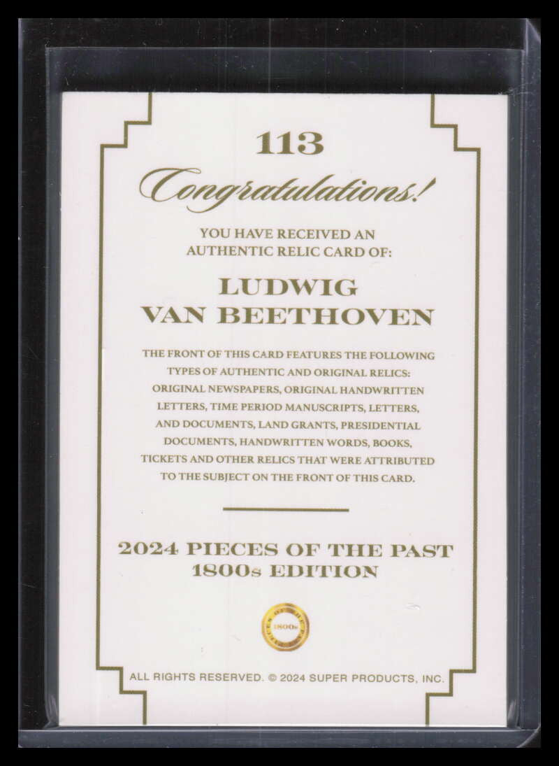 2024 The Bar Pieces of the Past 1800s Edition 113 Ludwig Van Beethoven Relic