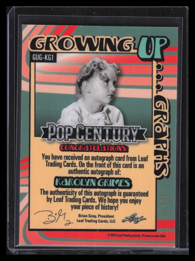 2023 Leaf Pop Century Metal Growing Up Graphs Mojo Pink Karolyn Grimes Auto 1/1