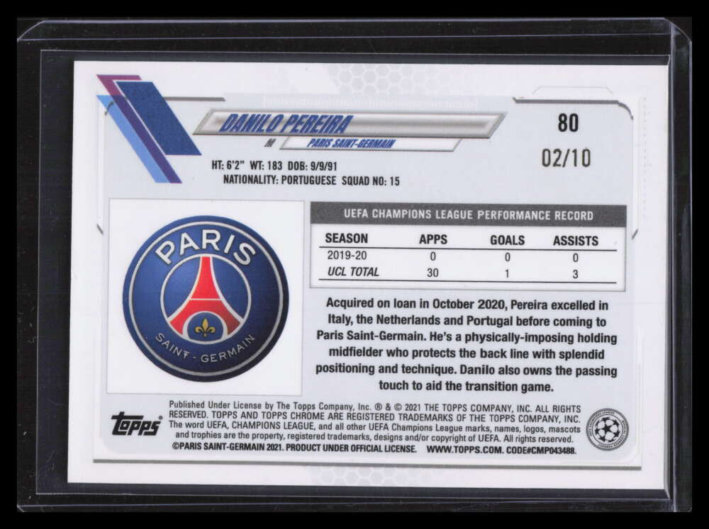 2020-21 Topps Chrome UEFA Champions League Red Refractor 80 Danilo Pereira 2/10