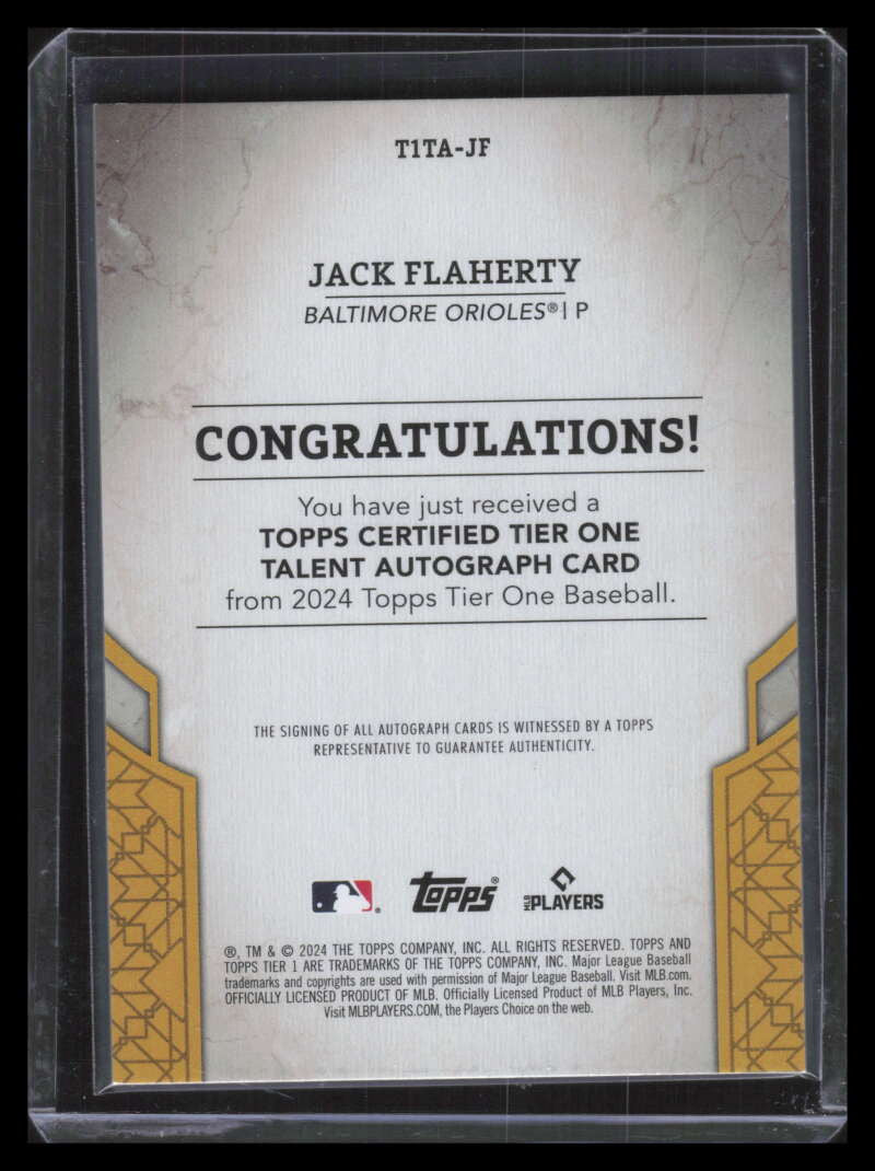2024 Topps Tier One Talent Autographs Red Foil t1tajf Jack Flaherty Auto 23/25