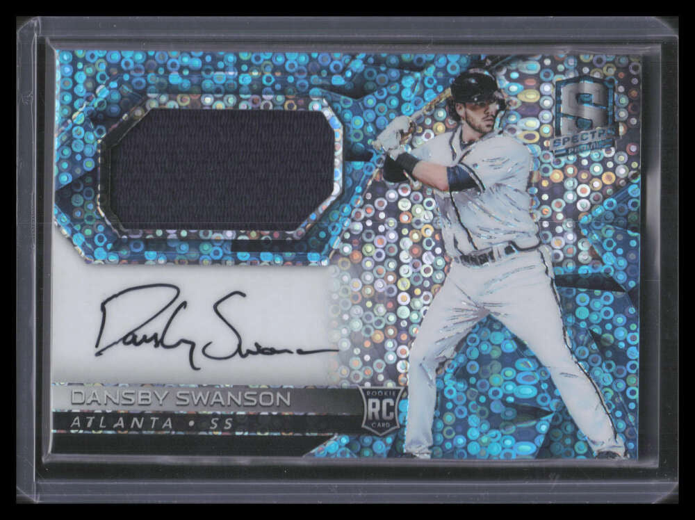 SOLD 157447 2017 Panini Spectra Autographs Blue 4 Dansby Swanson Rookie Jersey Auto 66/99