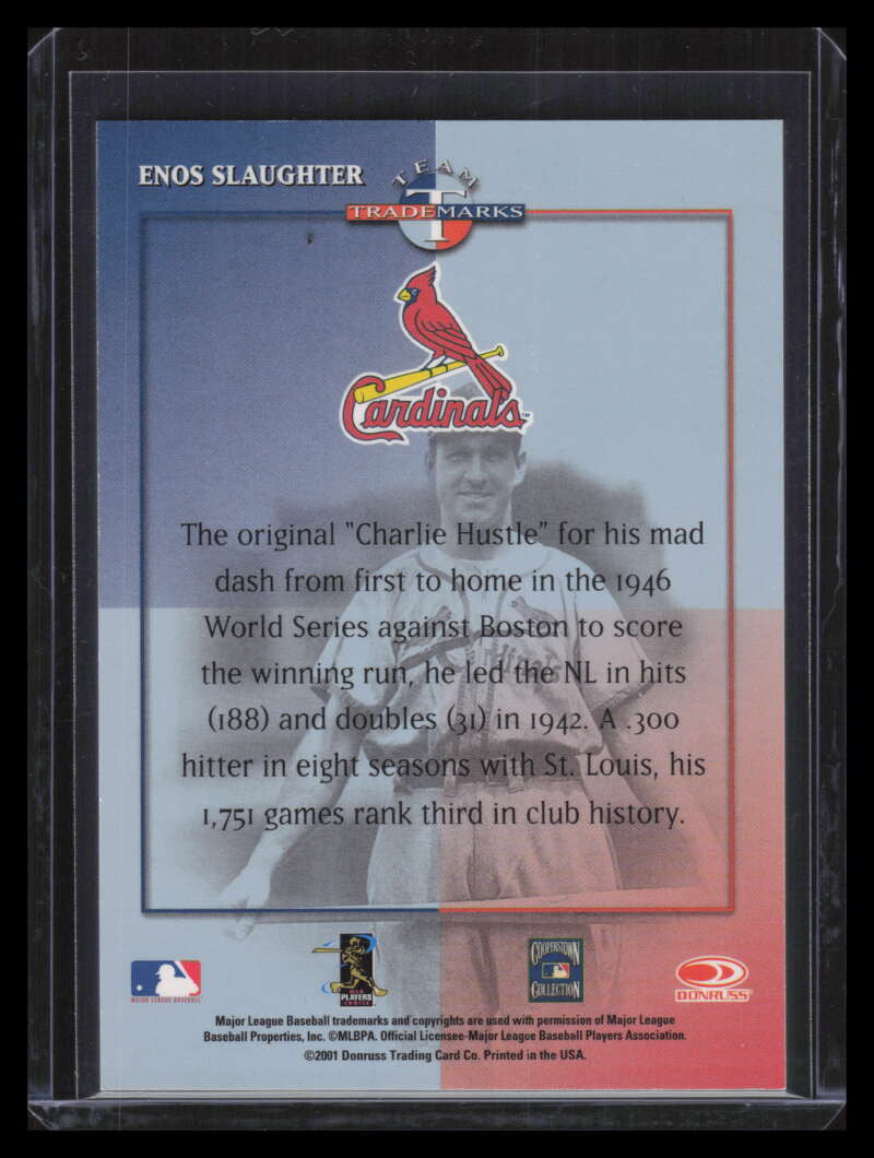 SOLD 157461 2001 Donruss Signature Team Trademarks Masters Series 54 Enos Slaughter Auto