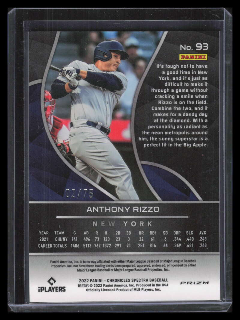 2022 Panini Chronicles Spectra Hyper 93 Anthony Rizzo 2/75