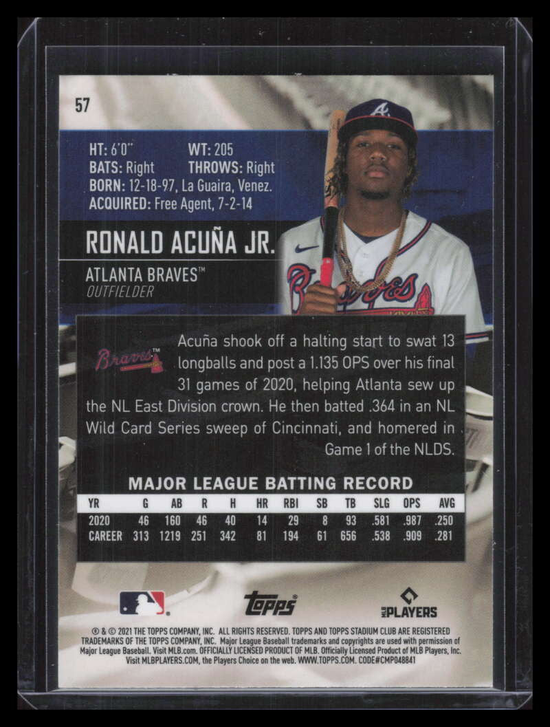 2021 Stadium Club Chrome '91 Design Variations Refractor 57 Ronald Acuna Jr.