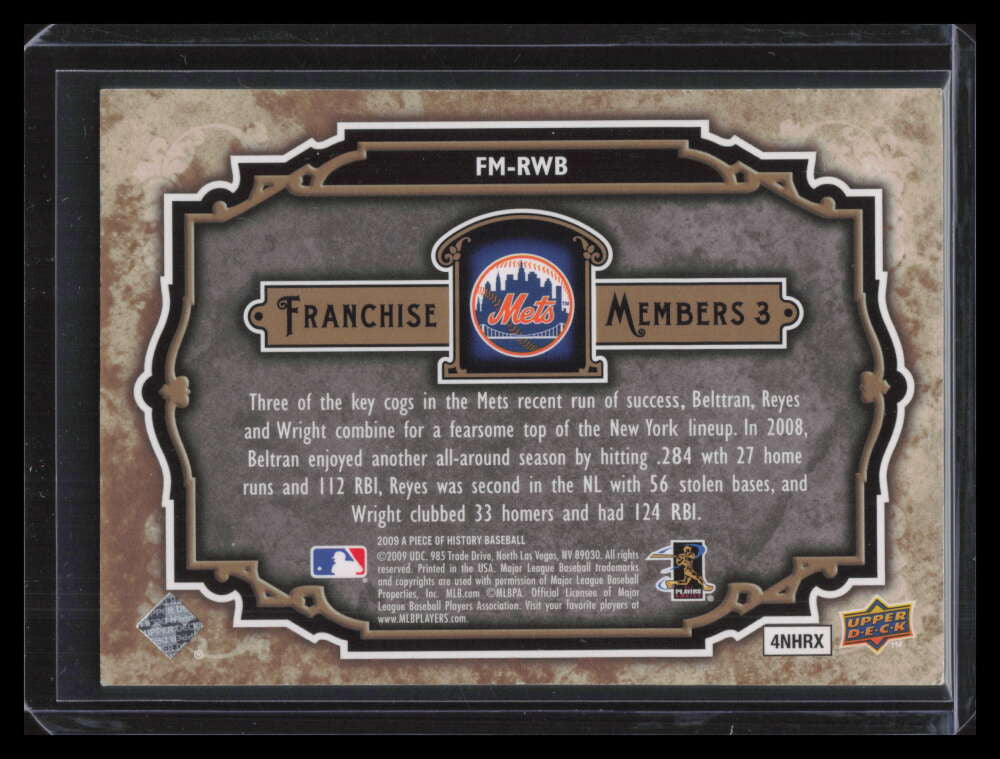 2009 UD A Piece of History Franchise Members Gold Beltran David Wright Reyes /75
