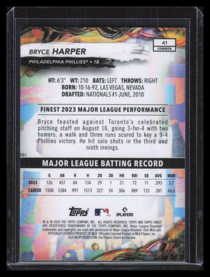 2024 Finest Green Refractor 41 Bryce Harper 20/75