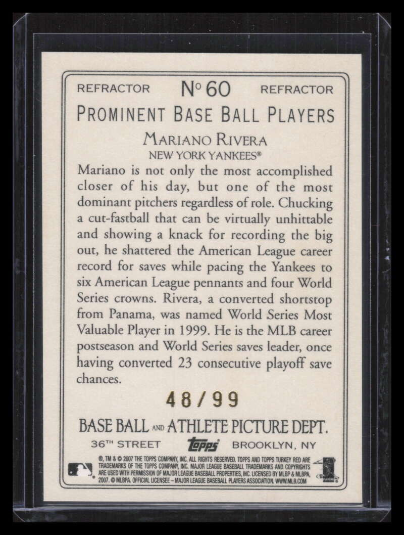 SOLD 157630 2007 Topps Turkey Red Chrome Black Refractor 60 Mariano Rivera 48/99
