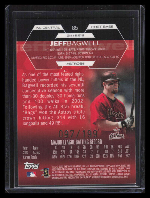 2003 Finest Uncirculated Gold X-Fractor 85 Jeff Bagwell 97/199