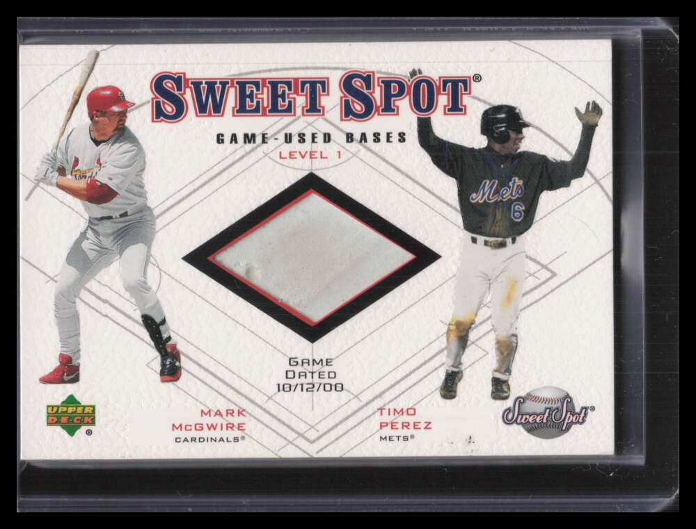 2001 Sweet Spot Game Duos b1mp Timo Perez Mark McGwire Dual 10/12/00 Used Base