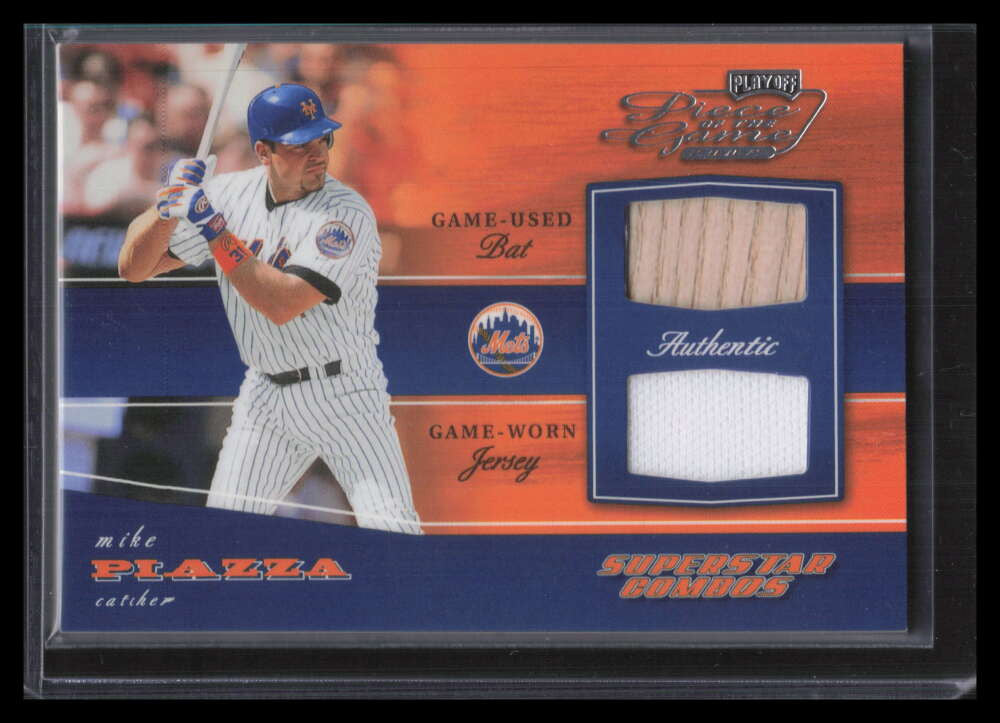 SOLD 157655 2002 Playoff Piece of the Game Materials 98 Mike Piazza Dual Bat Jersey 16/250