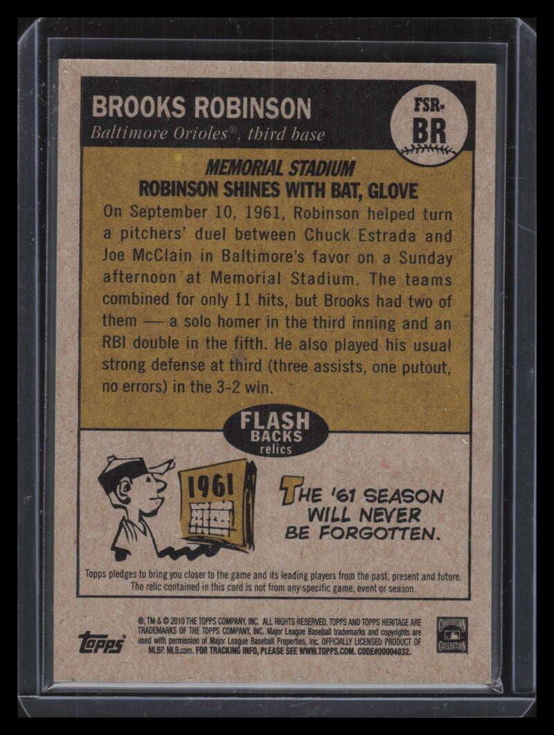 2010 Topps Heritage Flashback Stadium Relics RS Brooks Robinson Memorial Seat