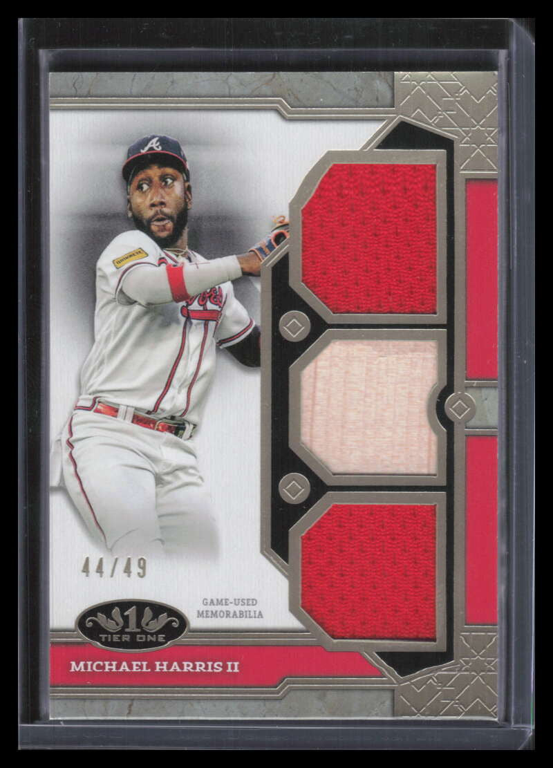 2024 Topps Tier One Relics Relic t1rmh Michael Harris Triple Bat Jersey 44/49