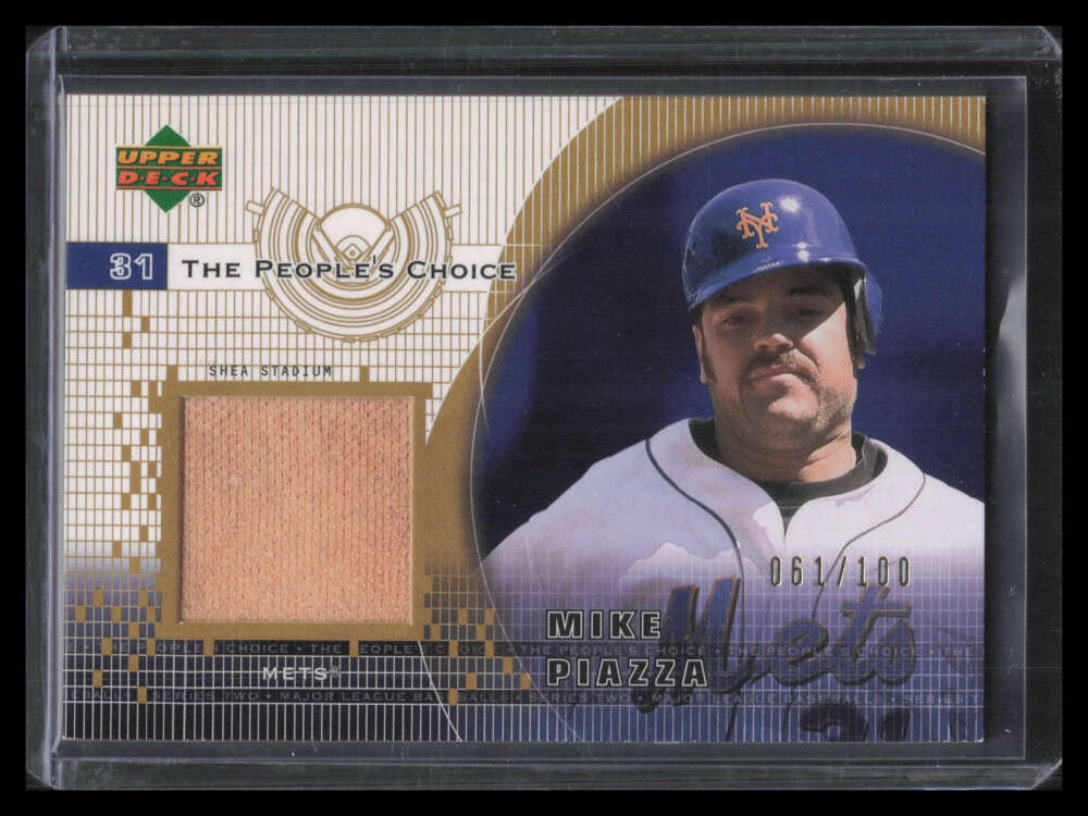 2002 Upper Deck Peoples Choice Game Jersey Gold Mike Piazza Dirty Jersey 61/100