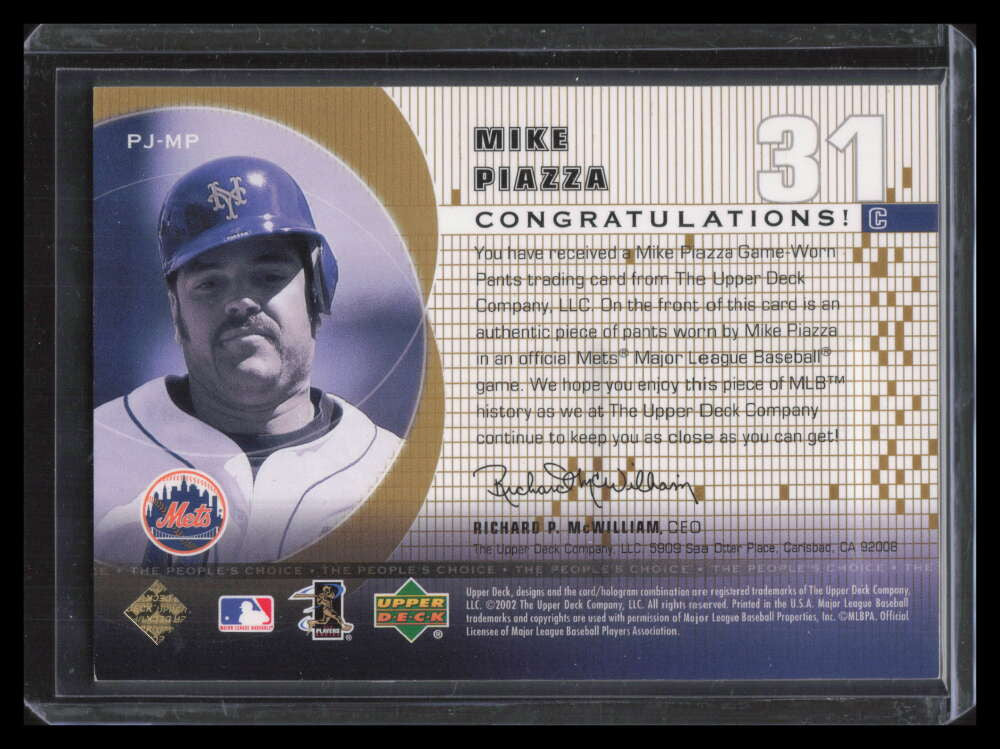 2002 Upper Deck Peoples Choice Game Jersey Gold Mike Piazza Dirty Jersey 61/100