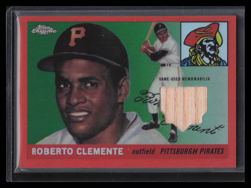 2020 Topps Chrome Retro Rookie Relics Orange Refractor Roberto Clemente Bat 4/25