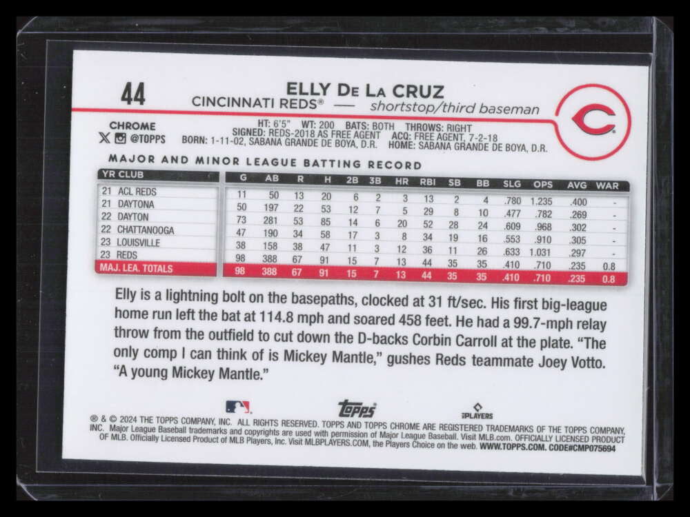 2024 Topps Chrome X-fractor 44 Elly De La Cruz Rookie