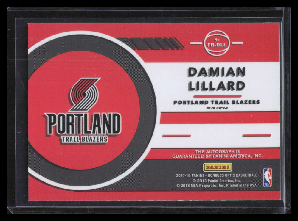 2017-18 Donruss Optic Fast Break Signatures 7 Damian Lillard Auto