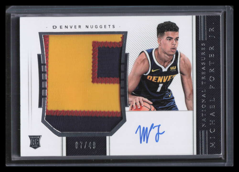 2018-19 National Treasures Horizontal 109 Michael Porter Rookie Patch Auto 7/49