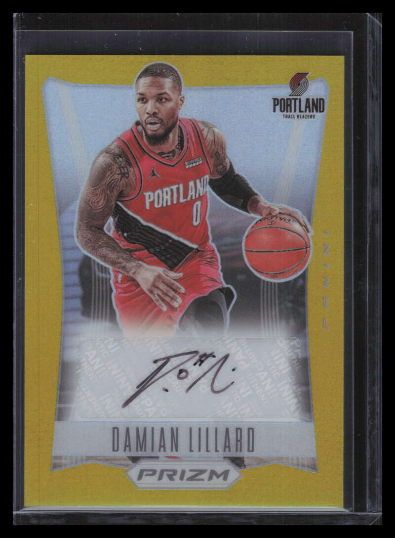 2021-22 Panini Prizm Flashback Signatures Prizms Gold 3 Damian Lillard Auto 2/10