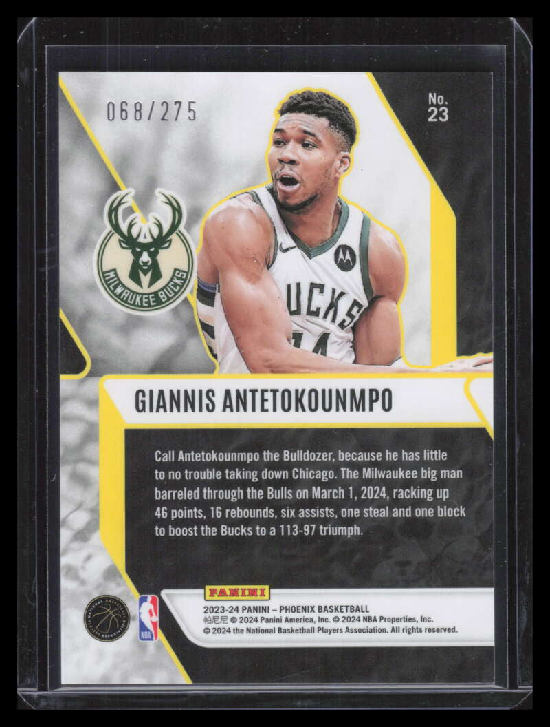 2023-24 Panini Phoenix Fade To Black Blue Lazer 23 Giannis Antetokounmpo 68/275
