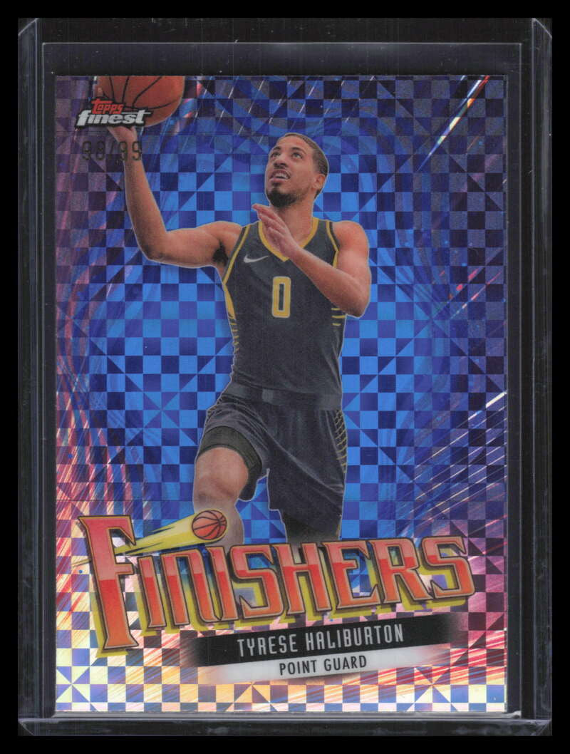 2023-24 Finest Finishers Purple Checkerboard Refractor Tyrese Haliburton 98/99
