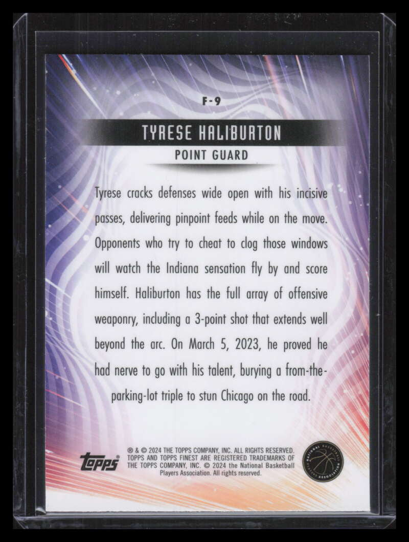 2023-24 Finest Finishers Purple Checkerboard Refractor Tyrese Haliburton 98/99