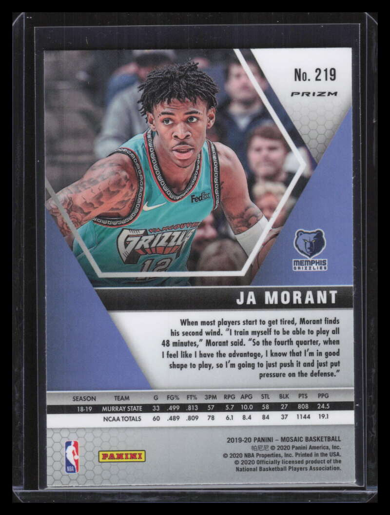 DELETE 157803 2019-20 Panini Mosaic Silver Refractor 219 Ja Morant Rookie
