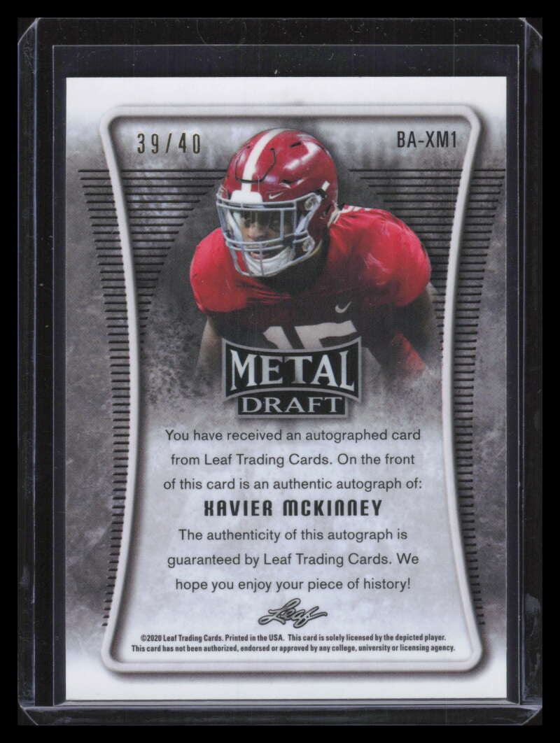 2020 Leaf Metal Draft Prismatic Mojo Silver Xavier McKinney Rookie Auto 39/40