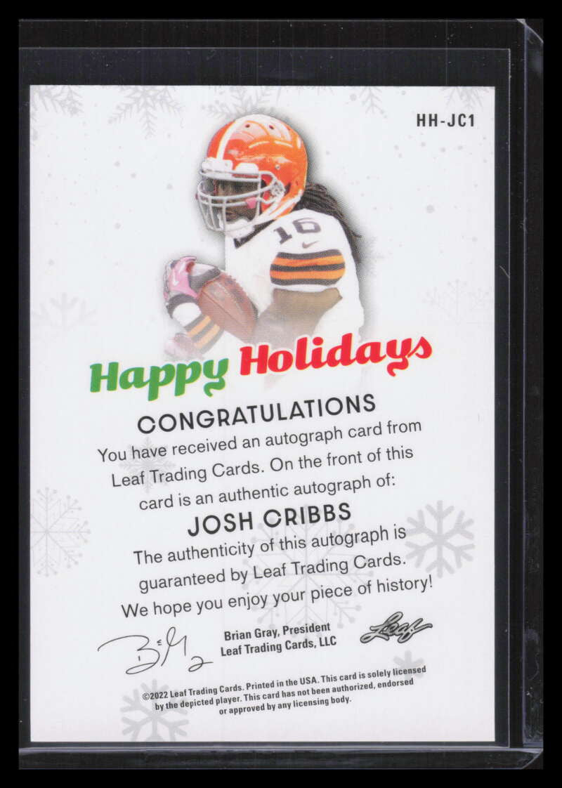 2022 Leaf Holiday Packs Happy Holidays Autographs hhjc1 Josh Cribbs Auto
