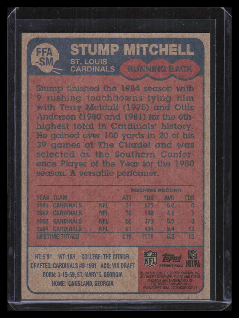 2013 Topps Archives Fan Favorite Autographs FFASM Stump Mitchell Auto