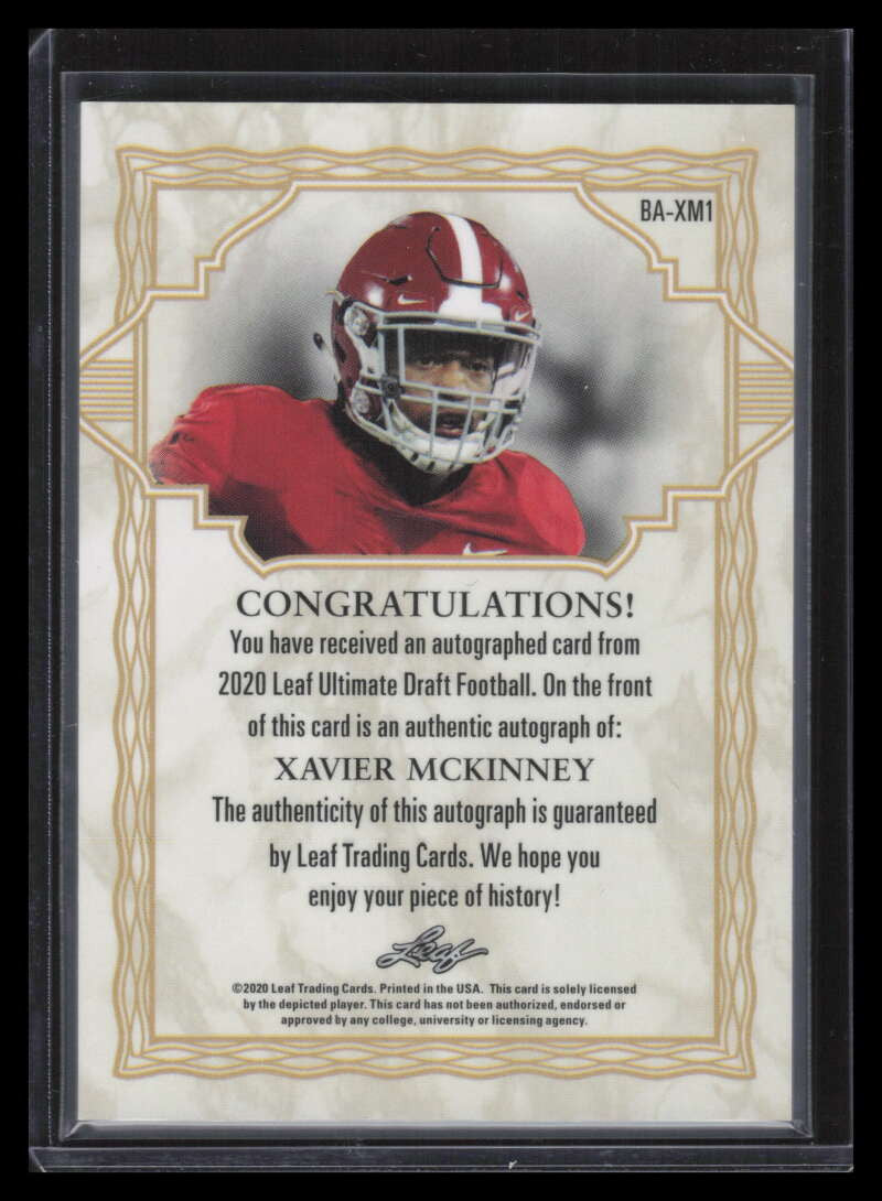 2020 Leaf Ultimate Draft Platinum Spectrum Xavier McKinney Rookie Auto 14/25