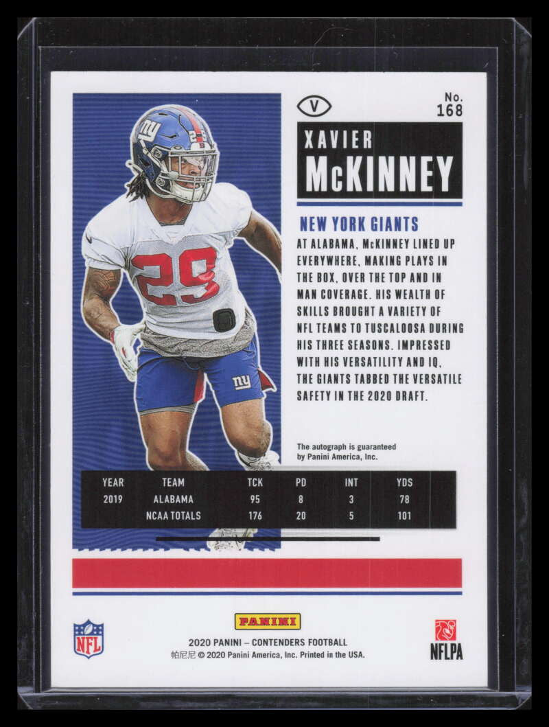 2020 Panini Contenders 168b Xavier McKinney Rookie Auto Variation SP