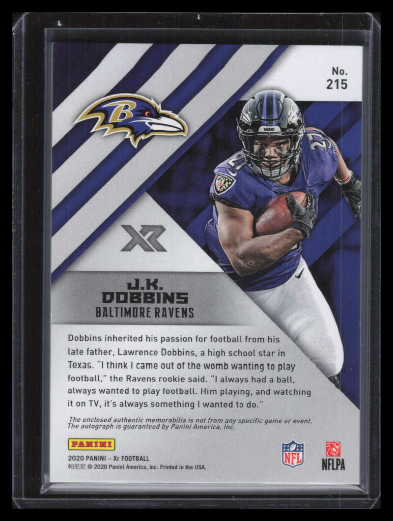 DELETE 157859 2020 Panini XR 215 J. K. Dobbins Rookie Triple Jersey Auto 137/149