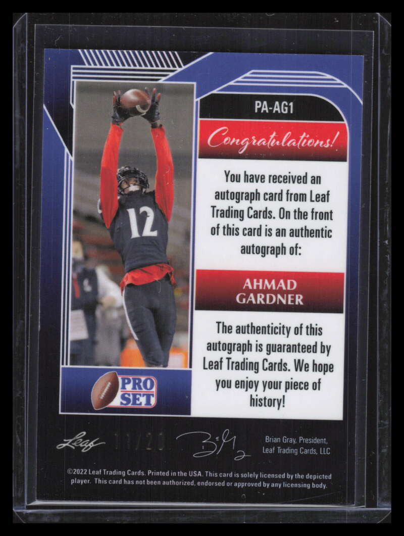 DELETE 157868 2022 Leaf Pro Set Metal Prismatic Black Ahmad Sauce Gardner Rookie Auto 11/20