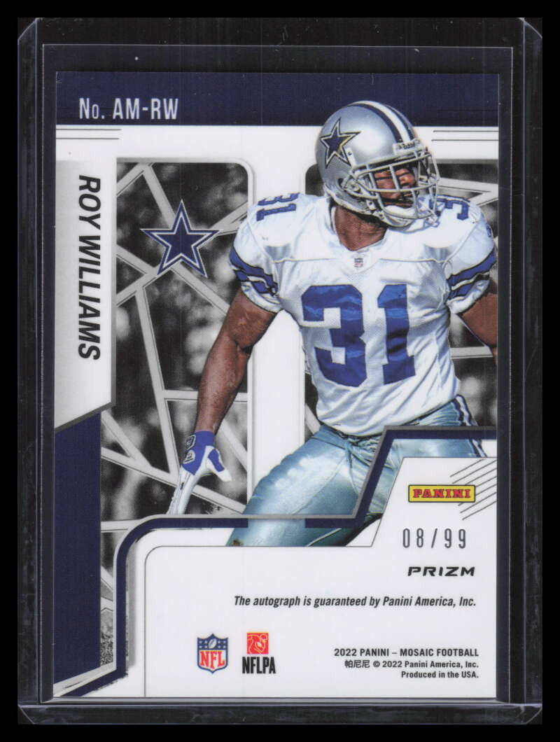 SOLD 157889 2022 Panini Mosaic Autographs Mosaic Blue 42 Roy Williams Auto 8/99