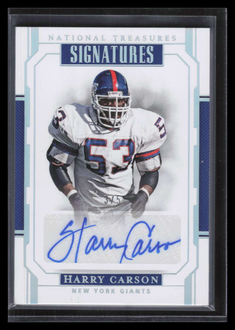 SOLD 157902 2018 Panini National Treasures Signatures Holo Silver 23 Harry Carson Auto 3/5