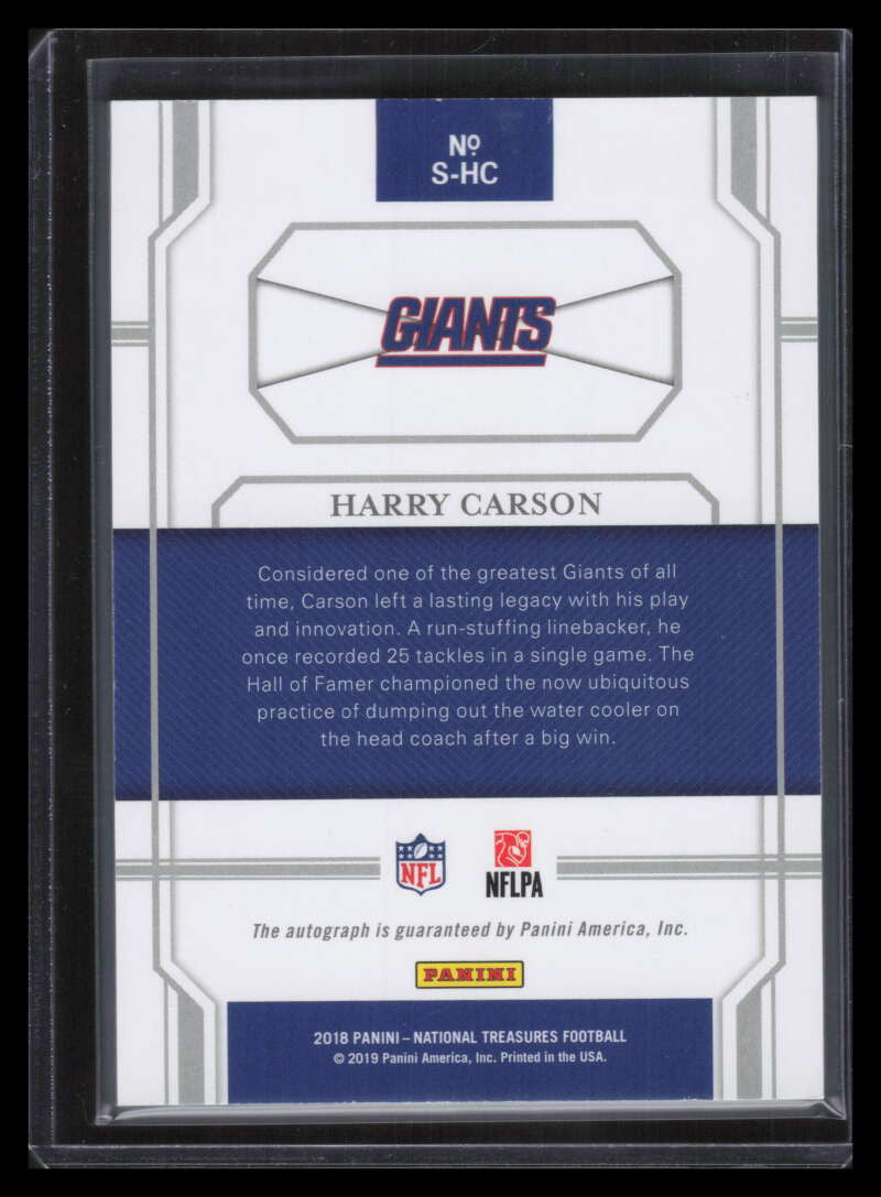 SOLD 157902 2018 Panini National Treasures Signatures Holo Silver 23 Harry Carson Auto 3/5