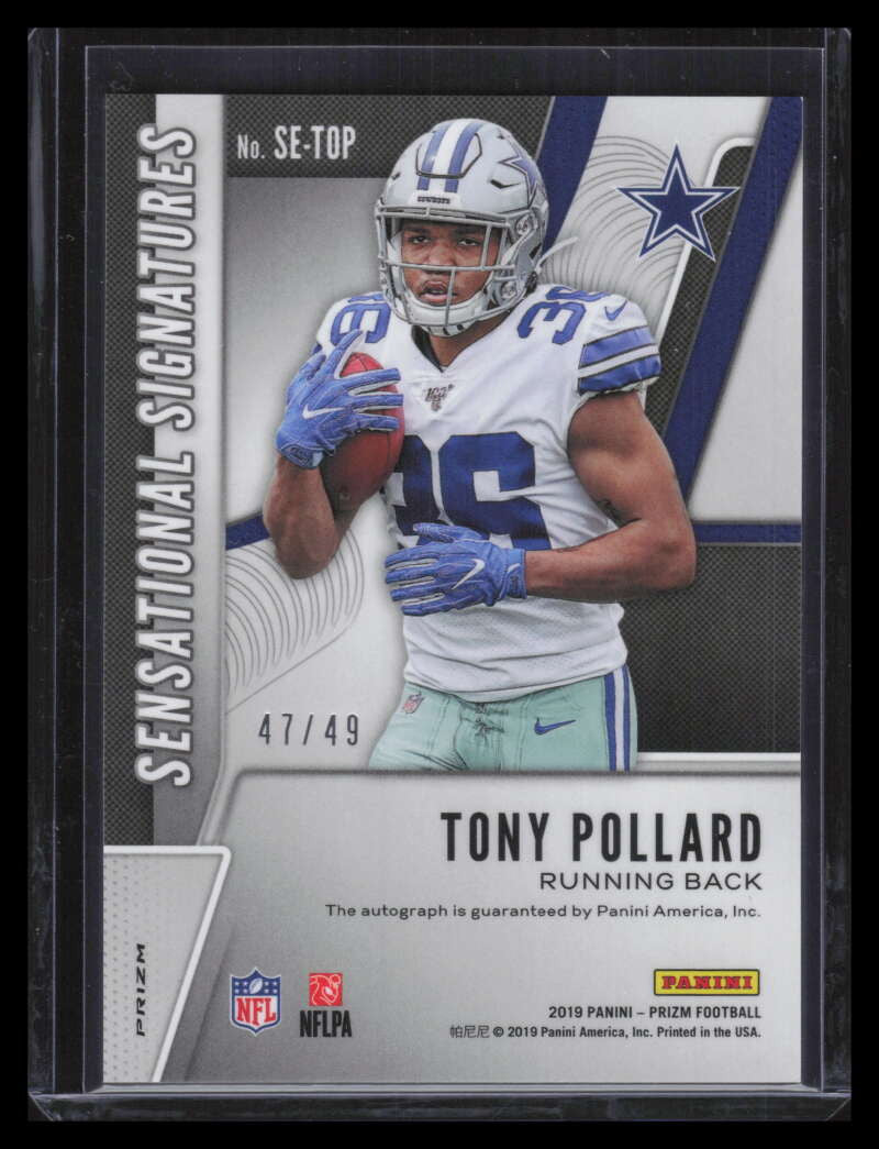 2019 Panini Prizm Sensational Signatures Purple Tony Pollard Rookie Auto 47/49