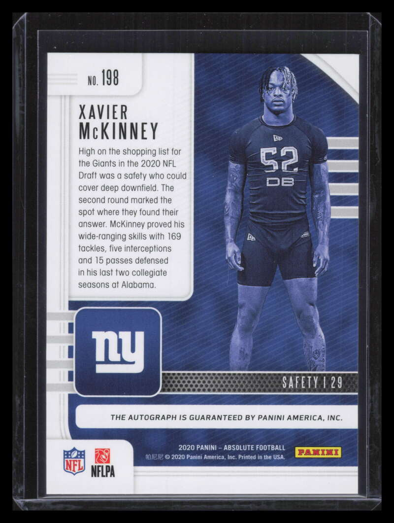DELETE 157908 2020 Absolute Signature Spectrum Purple 198 Xavier McKinney Rookie Auto 5/5