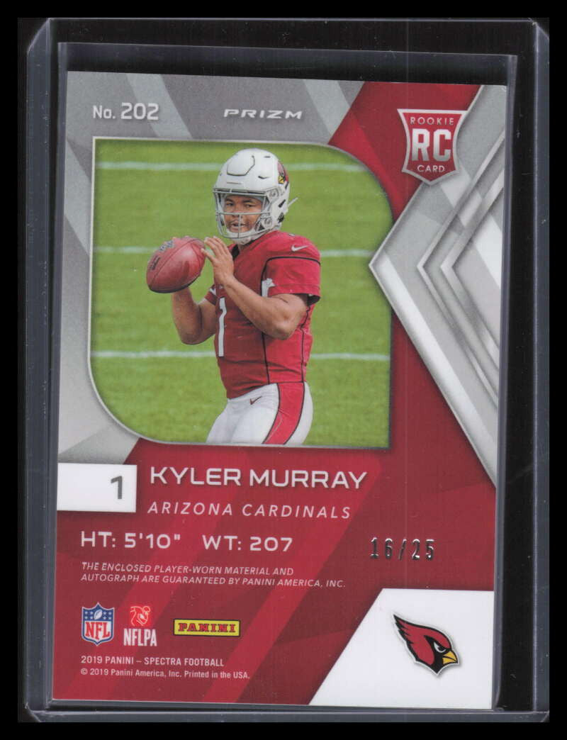 2019 Panini Spectra Wave 202 Kyler Murray Rookie Patch Auto 16/25
