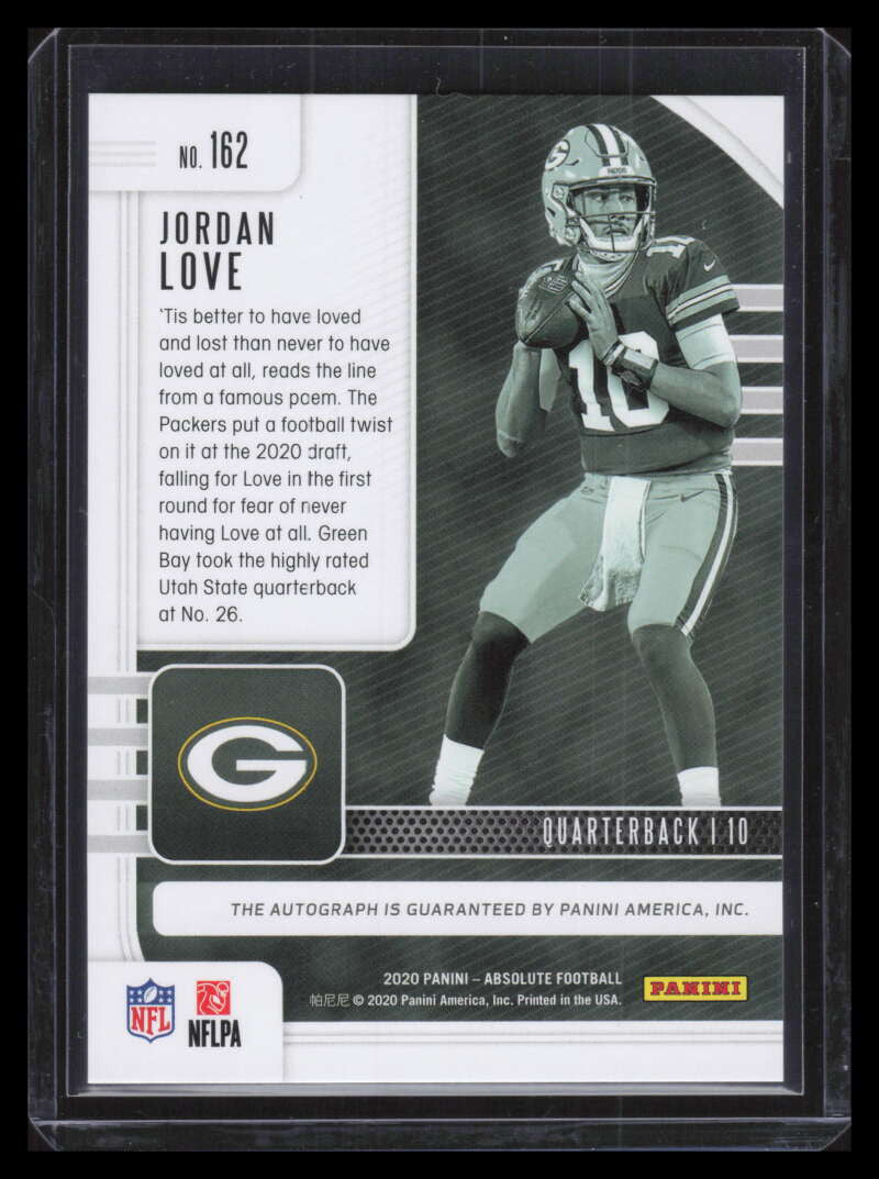 2020 Absolute Signature Rookies Spectrum Green 162 Jordan Love Rookie Auto 15/25