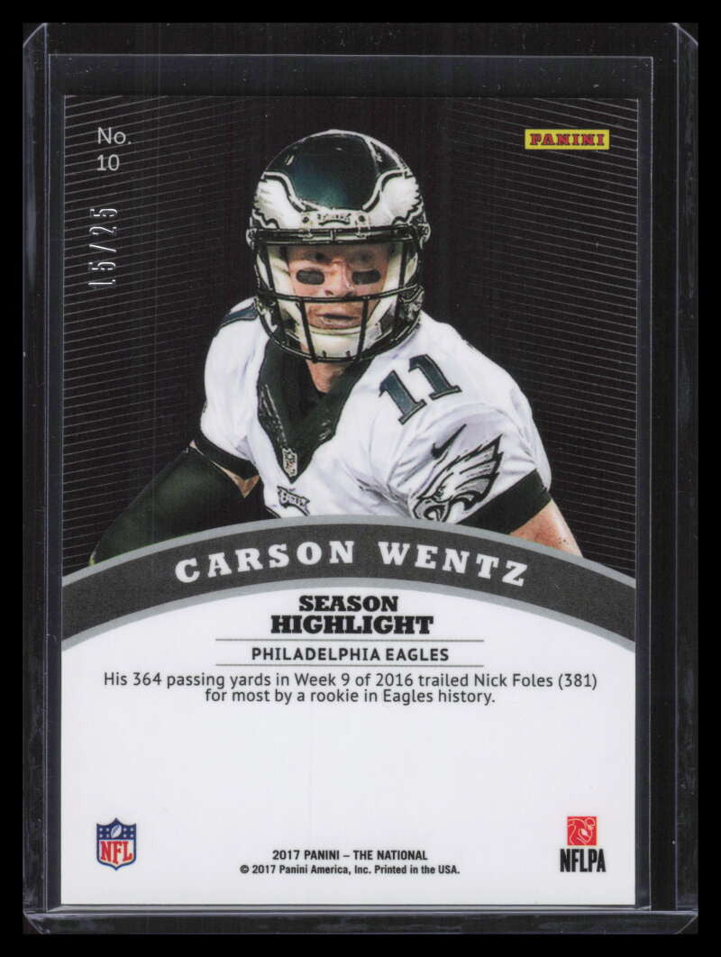 2017 Panini National Convention VIP Prizm Cracked Ice 10 Carson Wentz 15/25