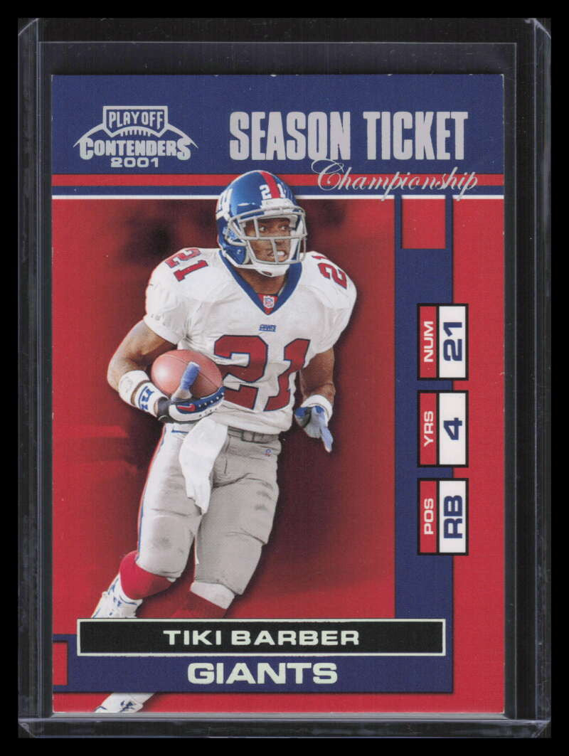 2001 Playoff Contenders Championship Ticket 60 Tiki Barber 28/100