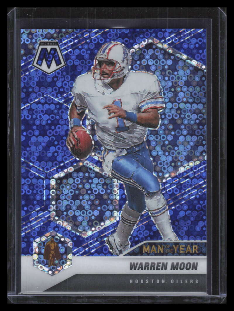 2021 Panini Mosaic No Huddle Blue 280 Warren Moon MOY 52/75 Man of the Year