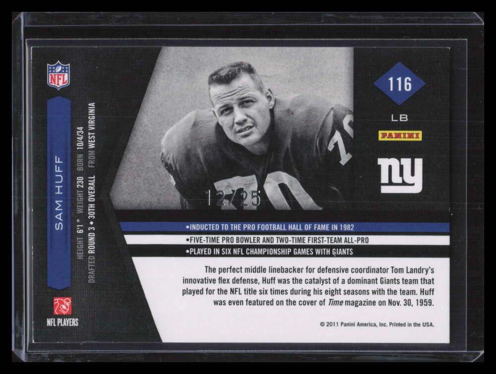 2011 Limited Gold Spotlight 116 Sam Huff 12/25